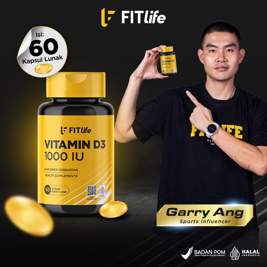 FITlife - Vitamin D3 1000 IU | 60 Softgels | BPOM & Halal