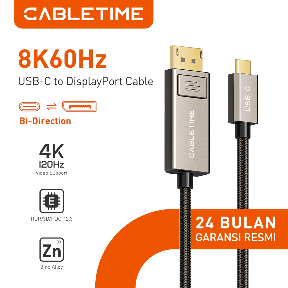 CABLETIME USB C To DisplayPort DP 4K 8K Converter Thunderbolt
