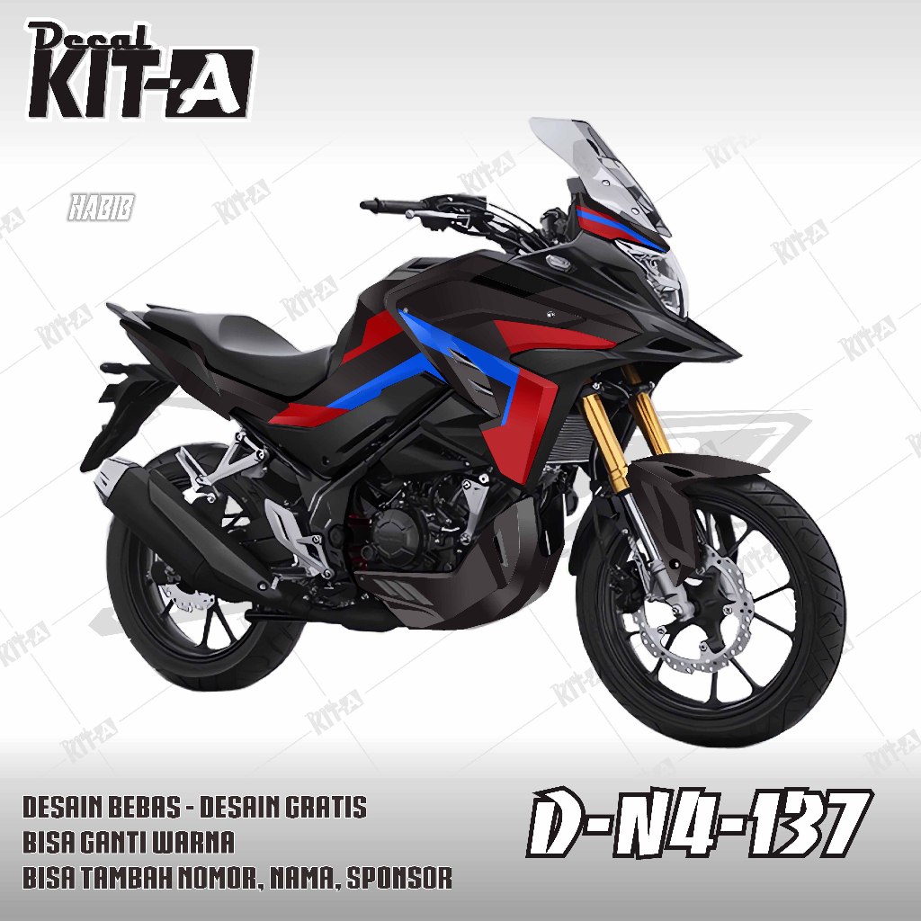 Decal cb150x sticker striping stiker honda cb 150x motif Hitam Biru D-N4-137