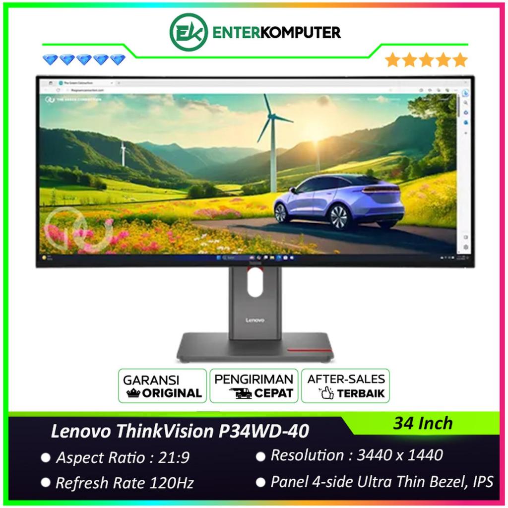 Lenovo ThinkVision P34WD-40 34 Inch WQHD IPS 120Hz HDR10 Curved Monitor / Monitor 34 inch