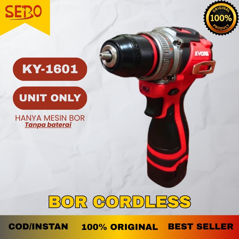 KYOAL Mesin Bor Portable Cordless Drill Brushless Bor Baterai Besi Kayu Unit Only - KY-1601