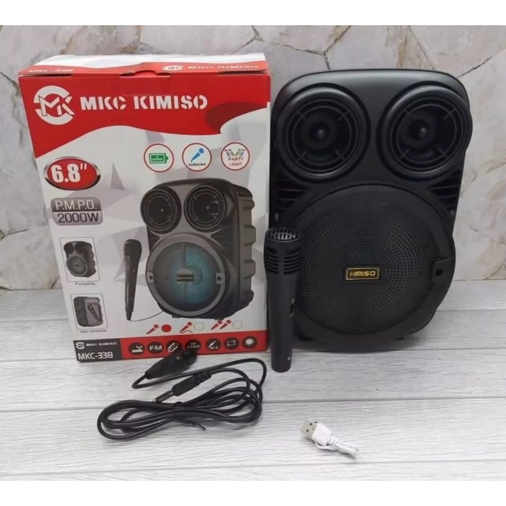SPEAKER BLUETOOTH KIMISO FREE MIC 6.8“ 2000W DISKO KIMISO MKC 338