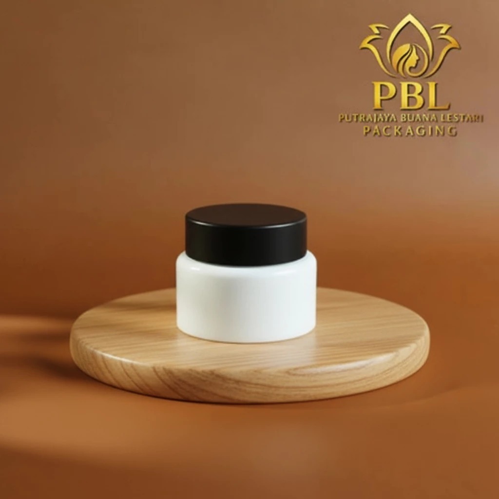 POT PP RR 10 GR PUTIH CAP HITAM / POT CREAM 10 GR FLAT / POT KEMASAN KOSMETIK 10gr