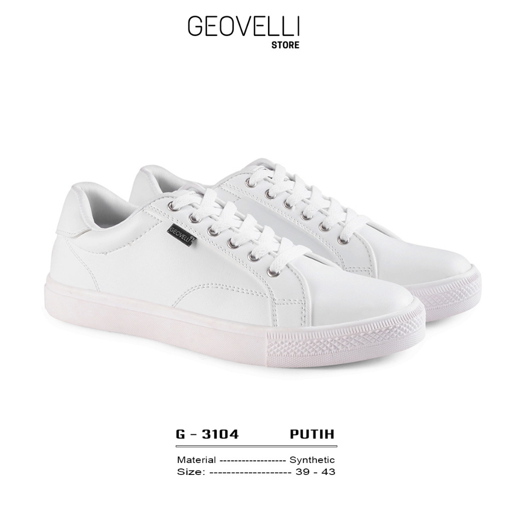 GEOVELLI STORE I Sepatu Pria Sneakers Putih Kasual Kerja FULL White GVL-3104