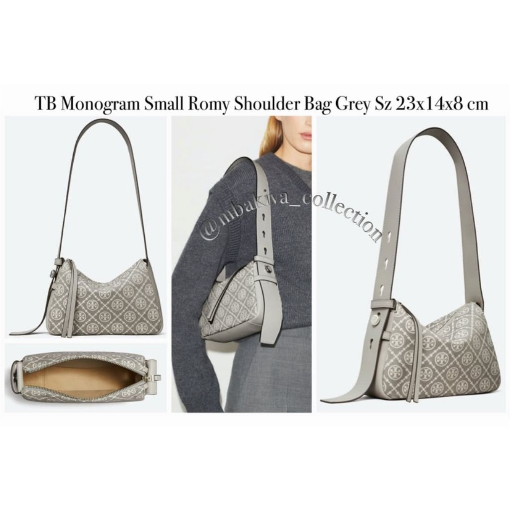 TB Monogram Small Romy Shoulder Bag Grey