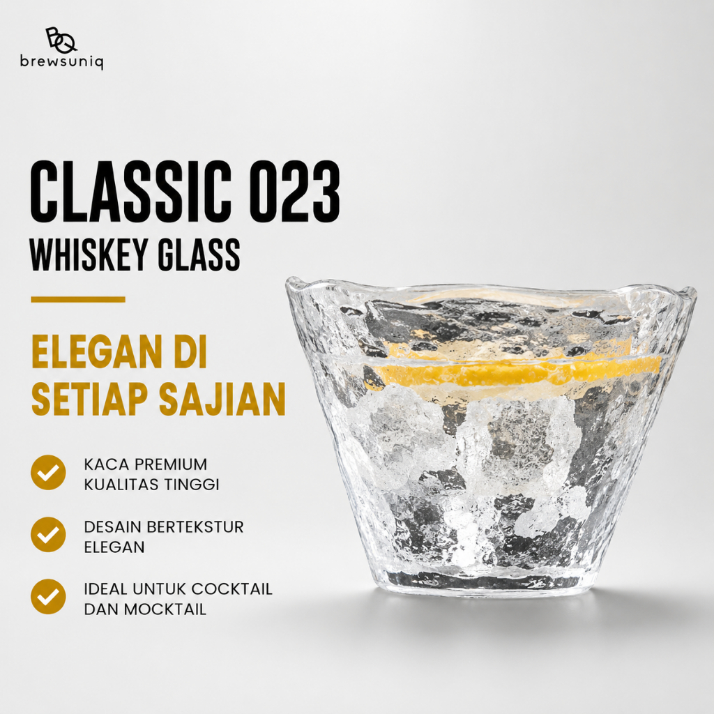 BREWSUNIQ - Classic 023 Whiskey Glass 160cc | Gelas Whiskey Cocktail Mocktail Glass