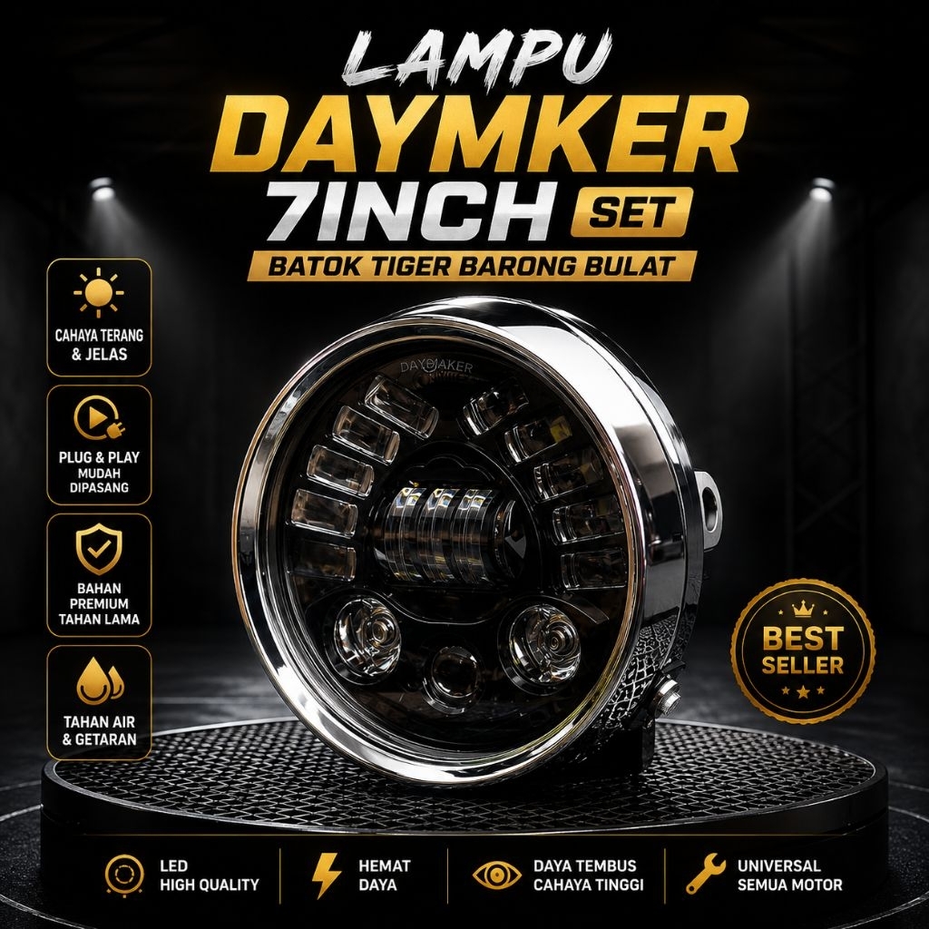 LAMPU DAYMAKER 7INC SET BATOK TIGER BARONG BULAT
