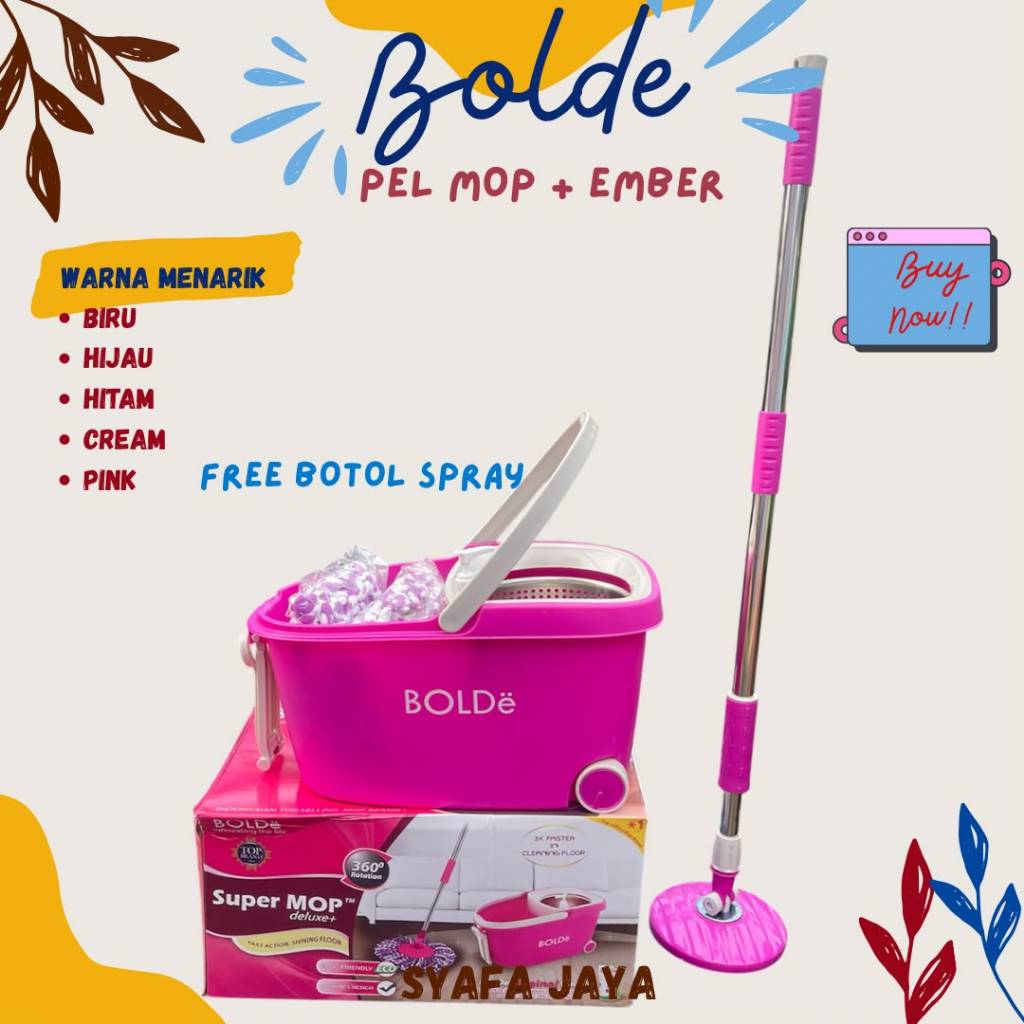 BOLDE - Pel Mop Bolde Spin Putar / Pel Lantai Ember / Pel Mop Lantai / Pel Bulat Pel Putar Gagang Cl