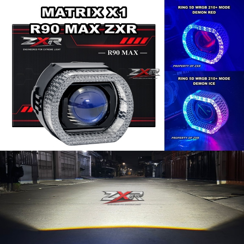 MATRIX X1 BILED R90 MAX ZXR 3 INCH BILED BLUELENS MATRIX X1 PLUS SHROUD AKRILIK RGB 5D 210+ MODE