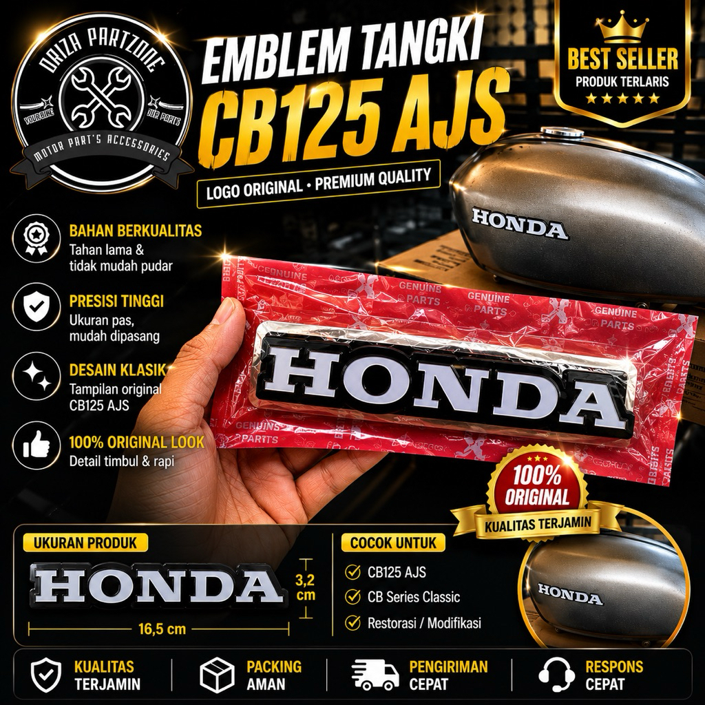 Emblem Tangki CB125 AJS Original Look | Logo Tangki Motor Klasik CB125 AJS Premium Quality