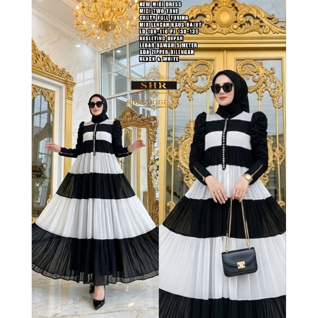 SHR MIDI DRESS MIDI TWO TONE SHR TERBARU SHR VIRAL
