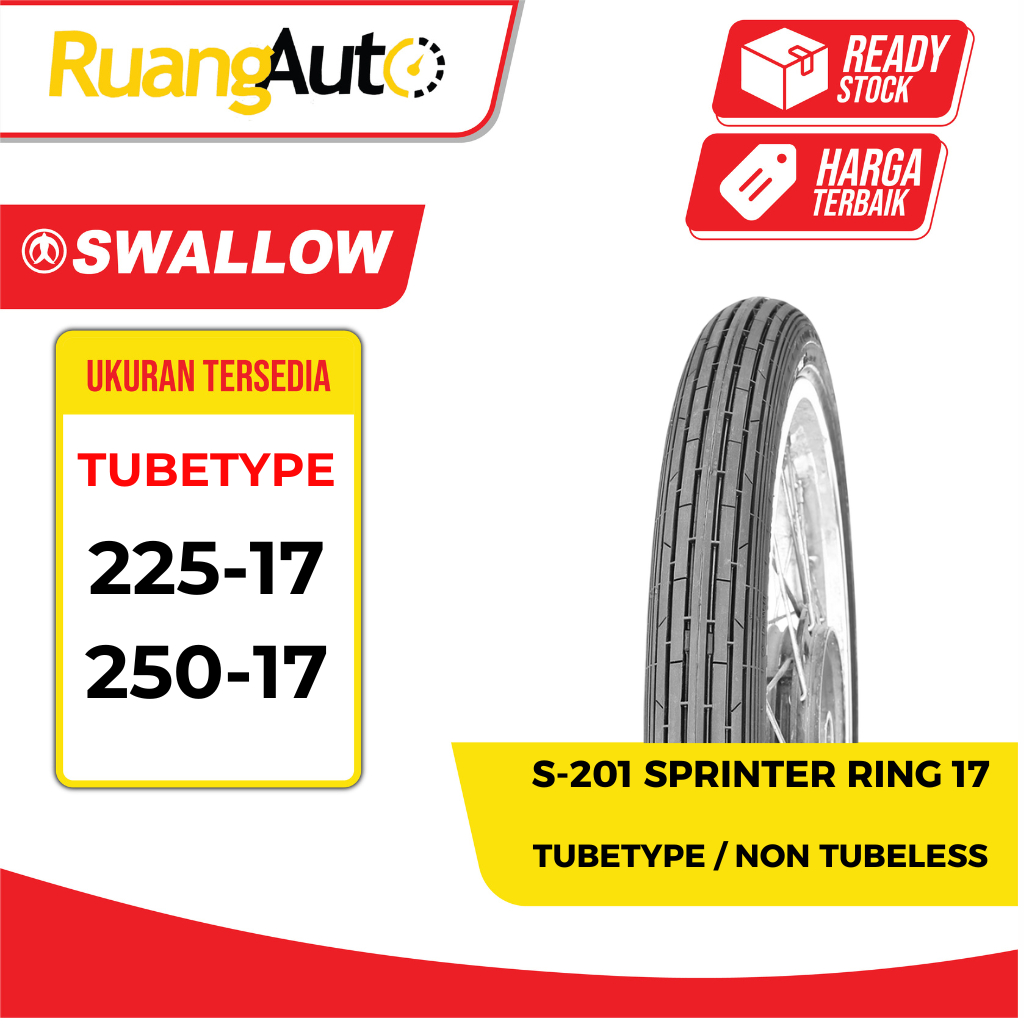 BAN LUAR KLASIK MOTOR RING 17 SWALLOW S-201 SPRINTER UKURAN | 225 | 250 | JAPSTYLE | CLASIC |