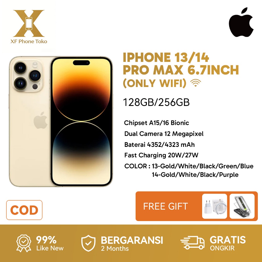 6.7Inchs IPhone13Pro Max/14Pro Max Original HP 128/256GB Wifi Only IP13ProMax/14ProMax ColorWhite/Go