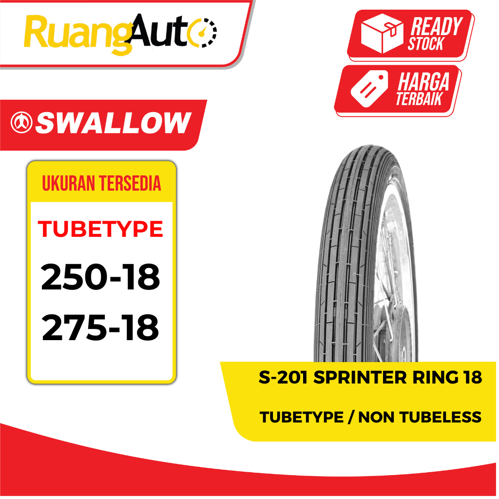 BAN MOTOR KLASIK RING 18 S-201 SPRINTER | 250 | 275 | RING 18 TUBETYPE | CLASIC | JAPSTYLE |