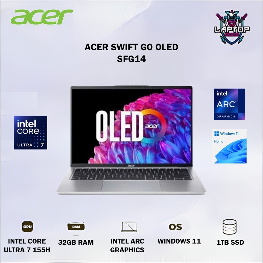 ACER SWIFT GO OLED SFG14 ULTRA 7 155H 32GB 1TB W11+OHS