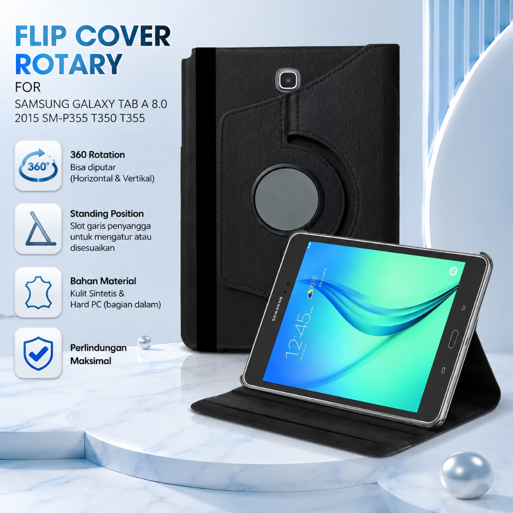 Samsung Galaxy Tab A 8 inch 2015 P355 T350 T355 Casing Rotary Leather Case Sarung Flip Book Cover Ta