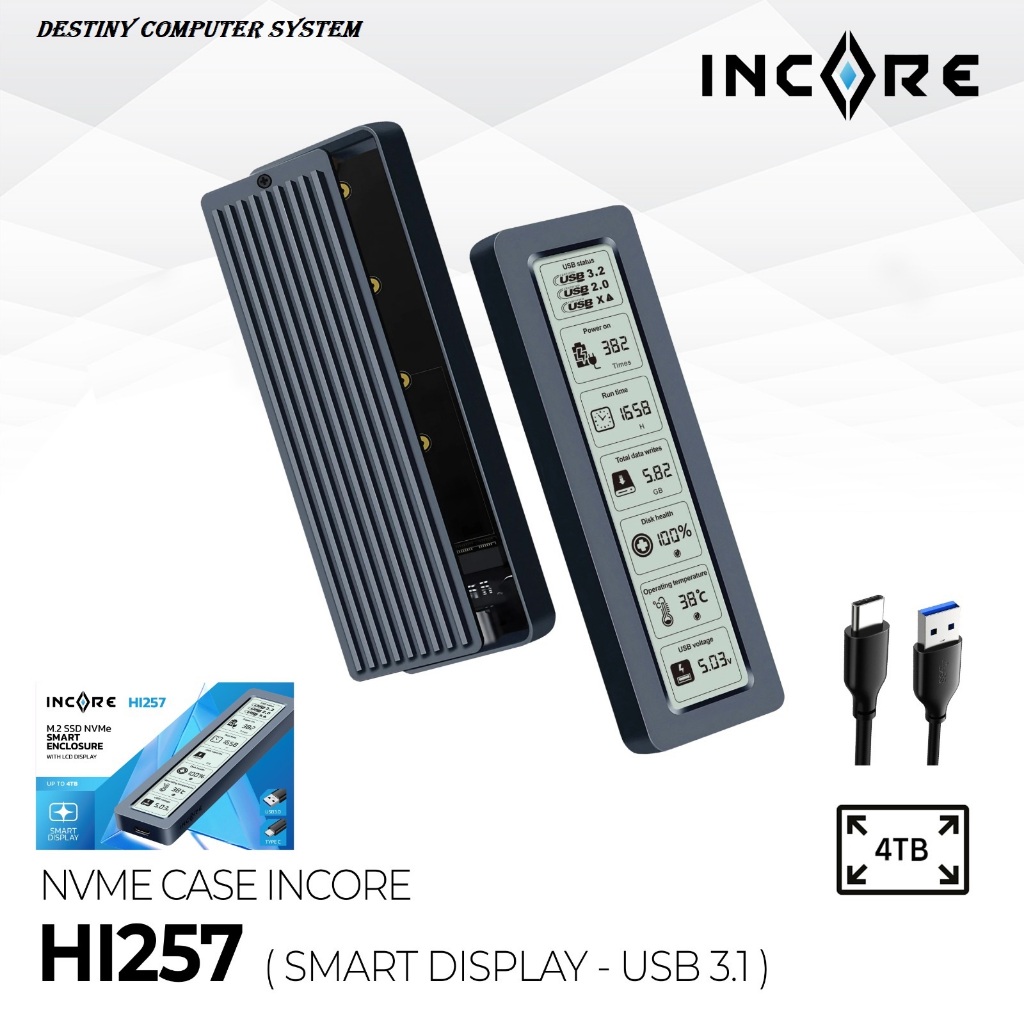 Case Casing SSD NVME Incore HI257 Smart Display