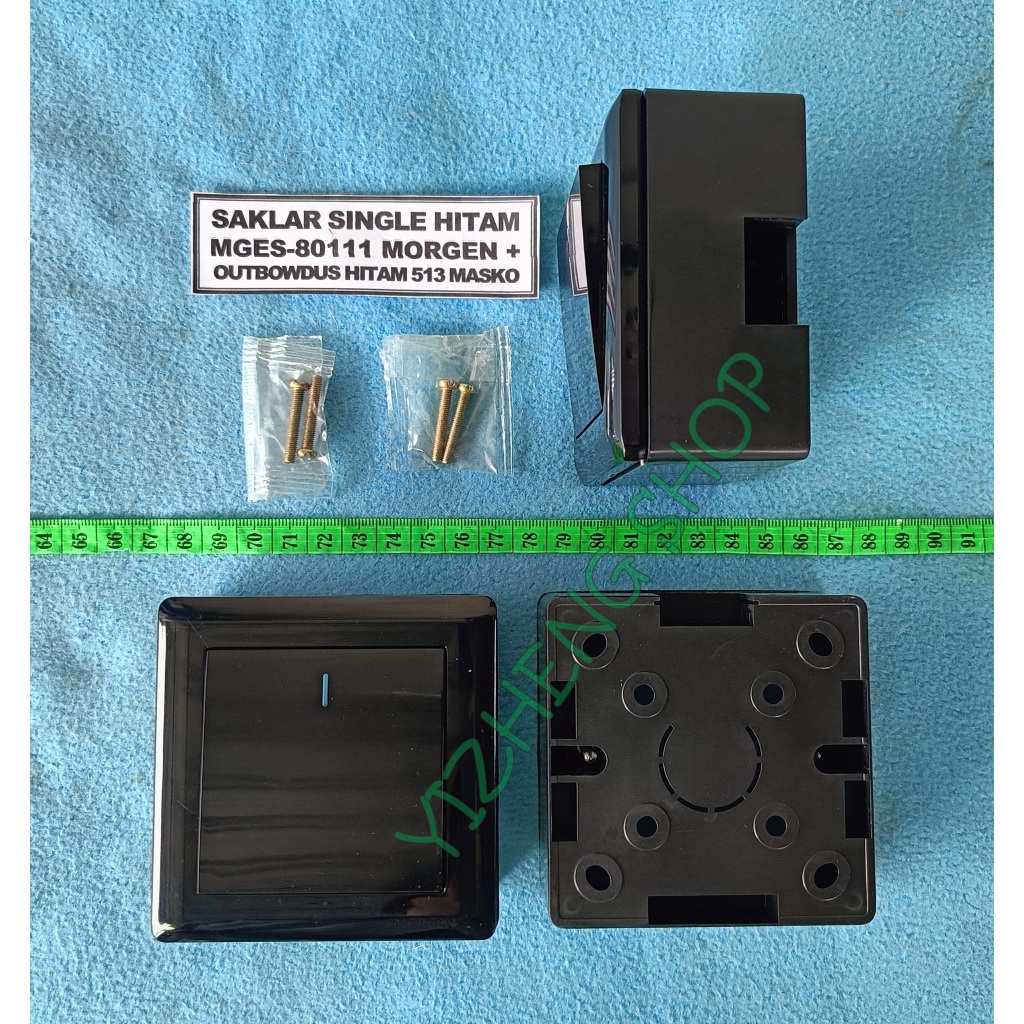 SAKLAR,STOP KONTAK MGES-8 HITAM + OUTBOW DUS 513 HITAM MASKO