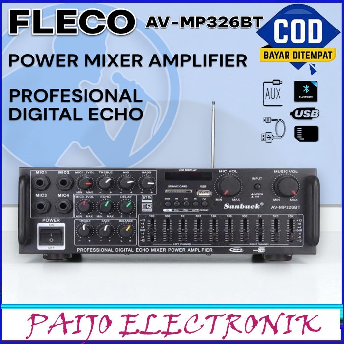 Amplifier Bluetooth Fleco AV MP326BT//Ampli MP 326 BT FULL BASS
