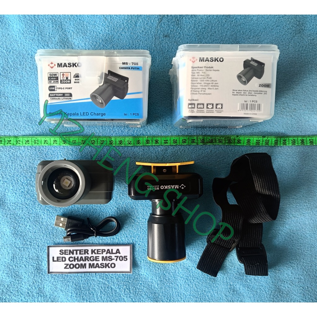 SENTER KEPALA LED CHARGE MS-705 ZOOM MASKO