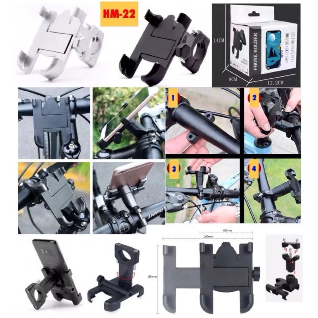 (GROSIRAN) Holder Stang Motor / Sepeda HM-22 Bahan Besi HM22