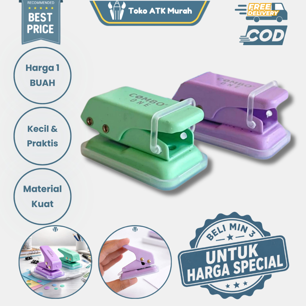 Pembolong Kertas Satu Lubang Combo CB-PP Combo  - One Hole Punch untuk Kertas Dokumen