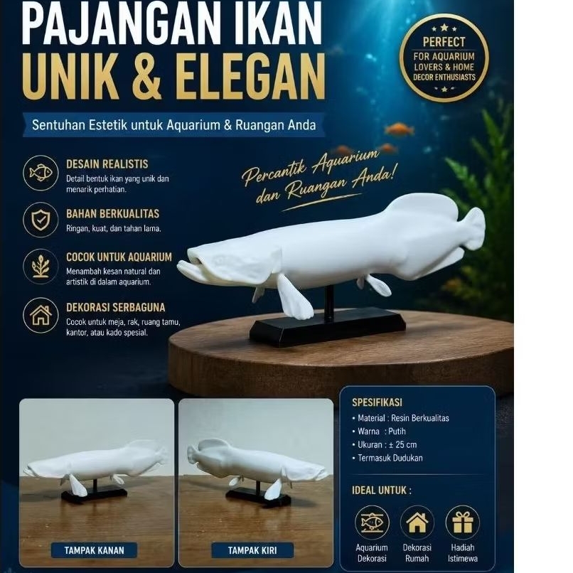 Dekorasi Ikan Arapaima Realistis – Miniatur 3D Print Premium Unik