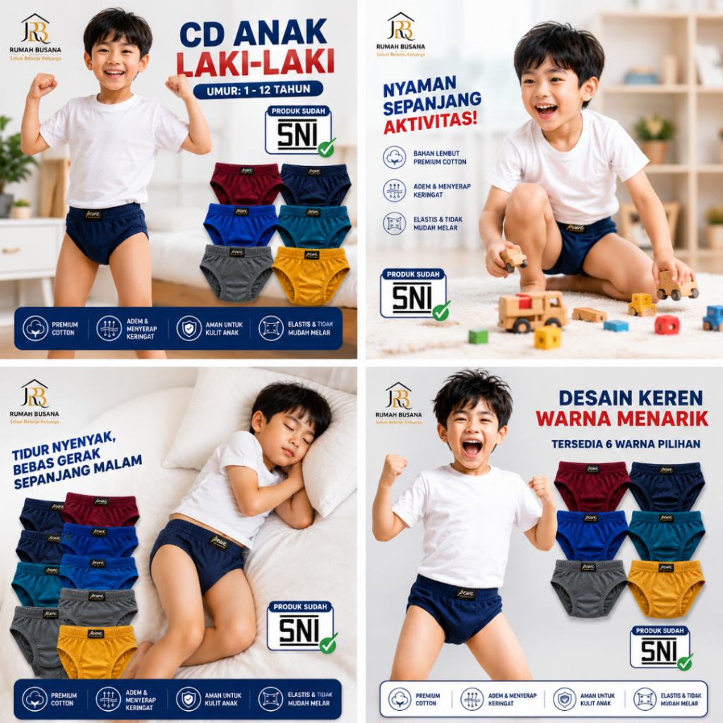 12 PCS Celana Dalam Anak Cowok Murah - Celana Dalam Anak Laki -  Sempak Anak Cowok Model polos - Caw