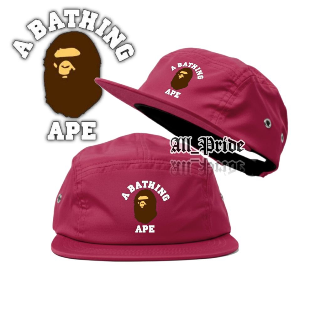 Topi 5 Panel Bape / Five Panel Snapback Hat Caps / Topi Distro Lima Panel Pria Wanita A Bathing Ape