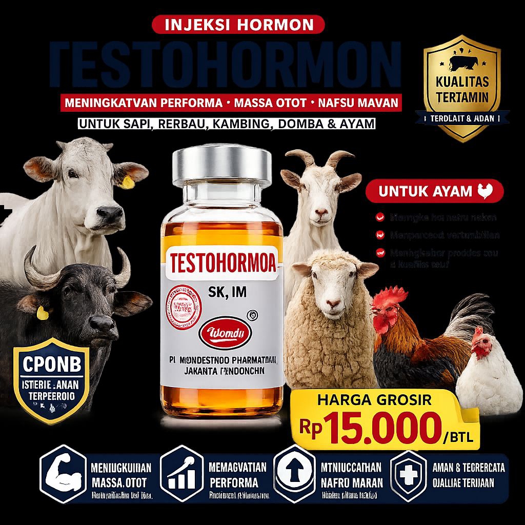 Injeksi Testohormon 10 ml untuk Meningkatkan Reproduksi Hewan Jantan