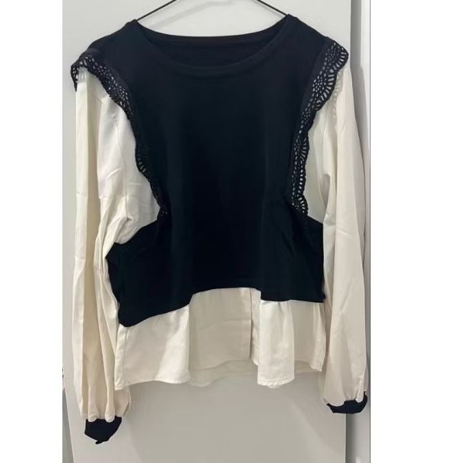 pl blouse hitam putih blouse ruffle katbol