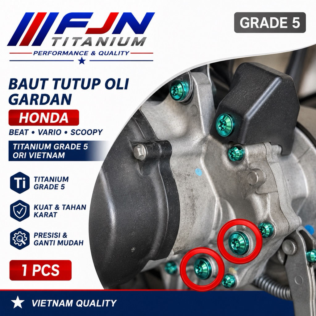 BAUT TUTUP OLI GARDAN HONDA BEAT VARIO SCOOPY TITANIUM GRADE 5 ORI VIETNAM
