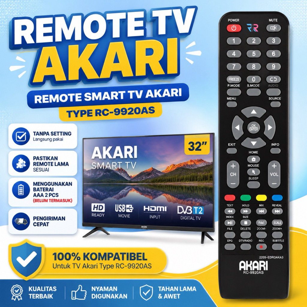 REMOT REMOTE SMART TV AKARI LCD LED RC-9920AS / RC-9918AS