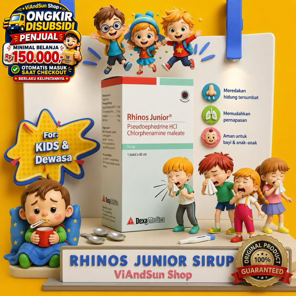 Rhinos NEO Drop  & Rhinos JUNIOR Sirup - Obat Pilek Obat Flu / Pilek Anak / Flu Anak / Pilek Balita