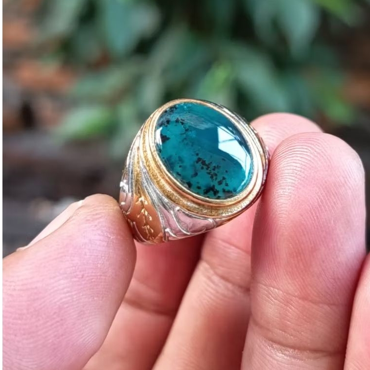 cincin batu akik bacan Doko kristal coklat encer original