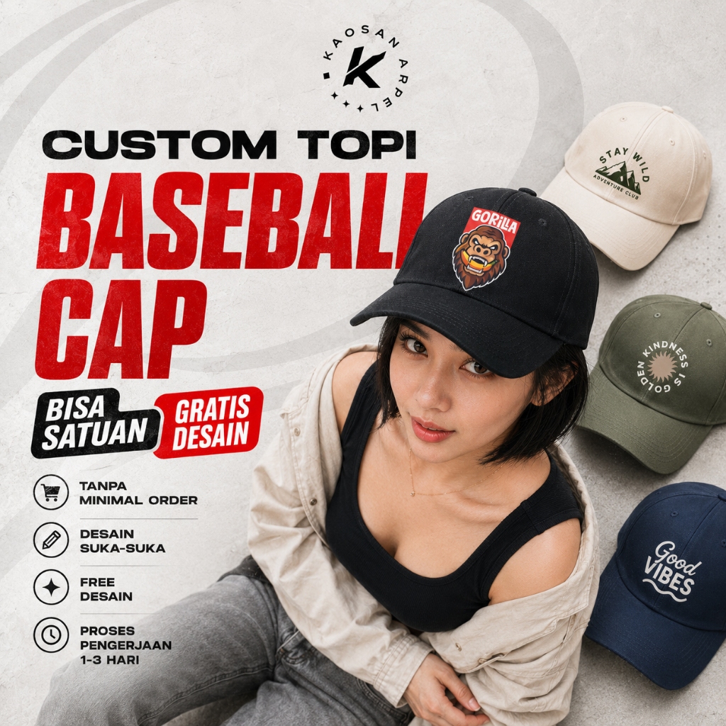 Custom Topi Sablon / Topi Baseball Custom Sablon / Topi Custom / Kaosan Apparel / Topi Custom Satuan