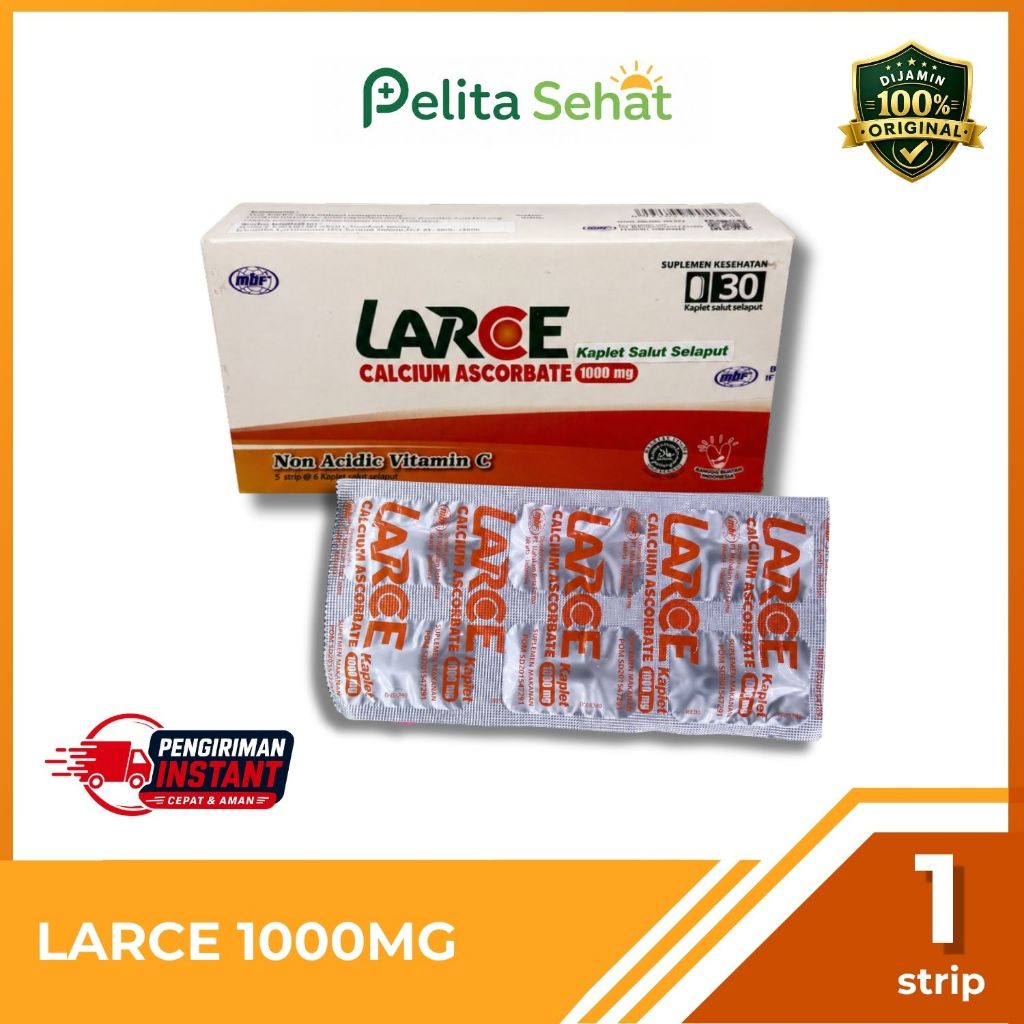 Larce Calcium Ascorbate 1000 mg 1 Strip isi 6 Kaplet Salut Selaput | Non Acidic Vitamin C | Suplemen