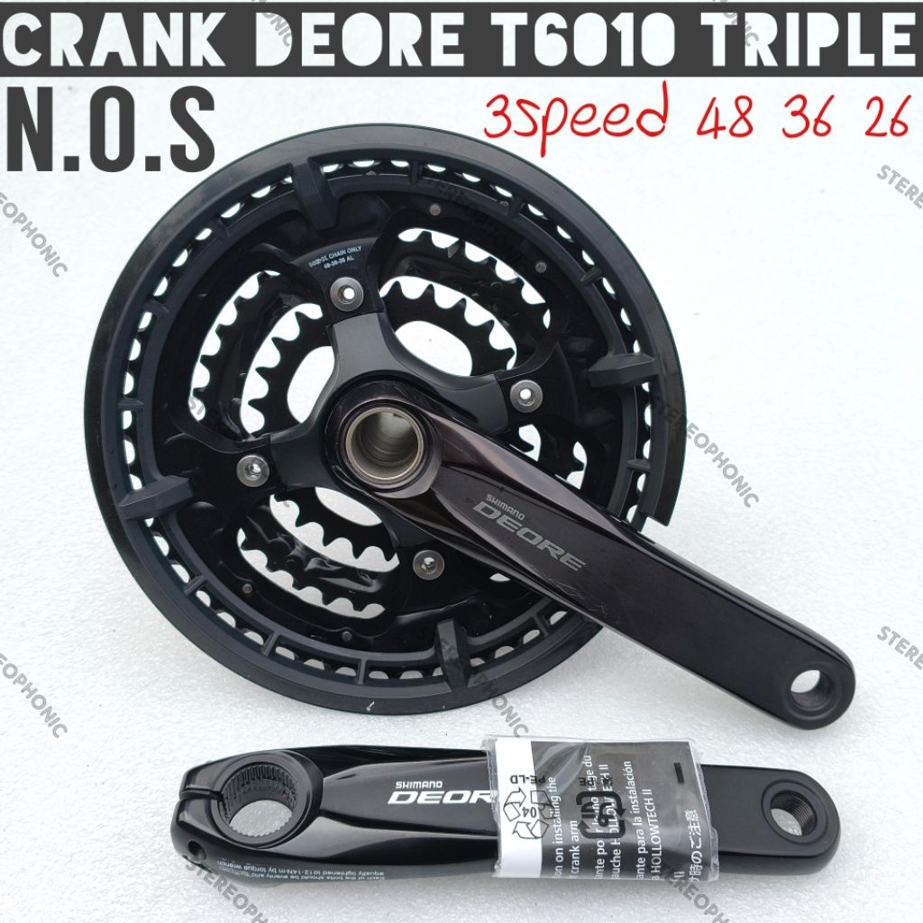 NOS Loosepack.. Crank DEORE Triple FC-T6010 48 36 26T Arm 170mm 3speed Crank M6000 Triple 48 36 26T 