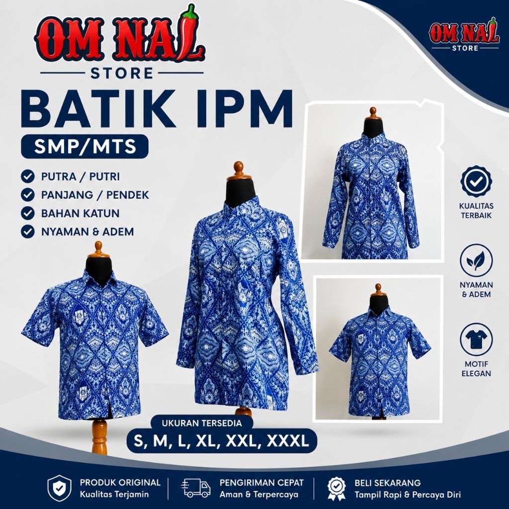 Batik IPM SMP / MTS BAHAN KATUN PANJANG/PENDEK PUTRA/PUTRI