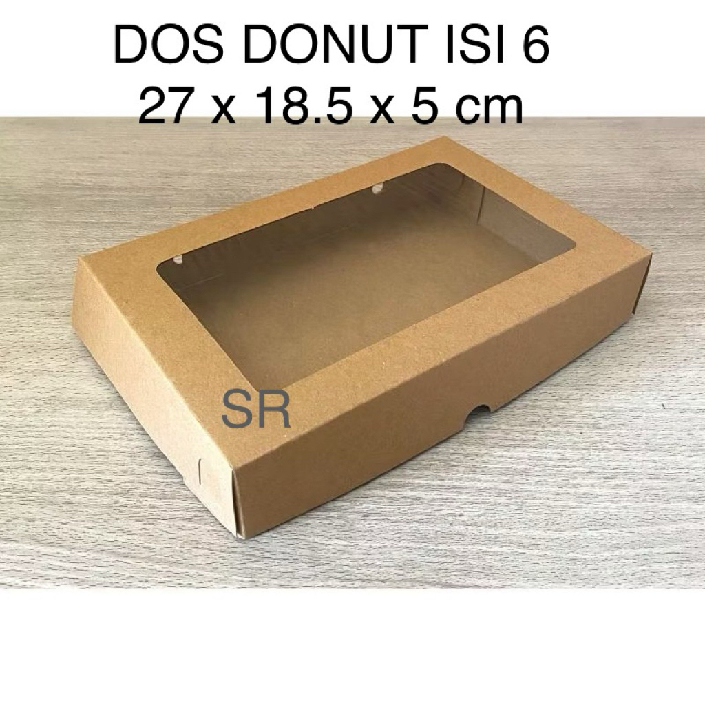 DUS KRAFT DONAT ISI 6 LAMINASI JENDELA / DUS DONAT KRAFT ISI 6 / DUS DONAT ISI 6 POLOS