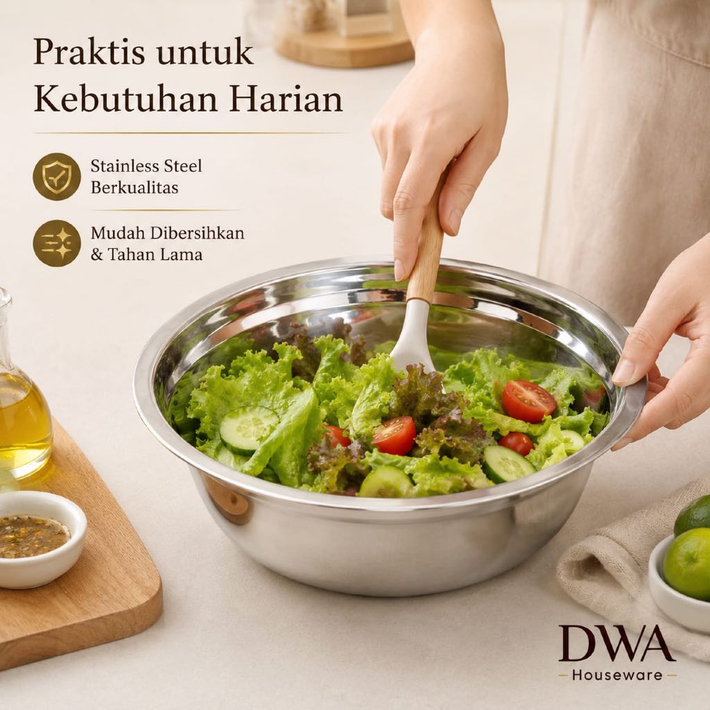Mangkuk Stainless Tebal Anti Panas | Baskom Stainless Serbaguna 6 Pcs