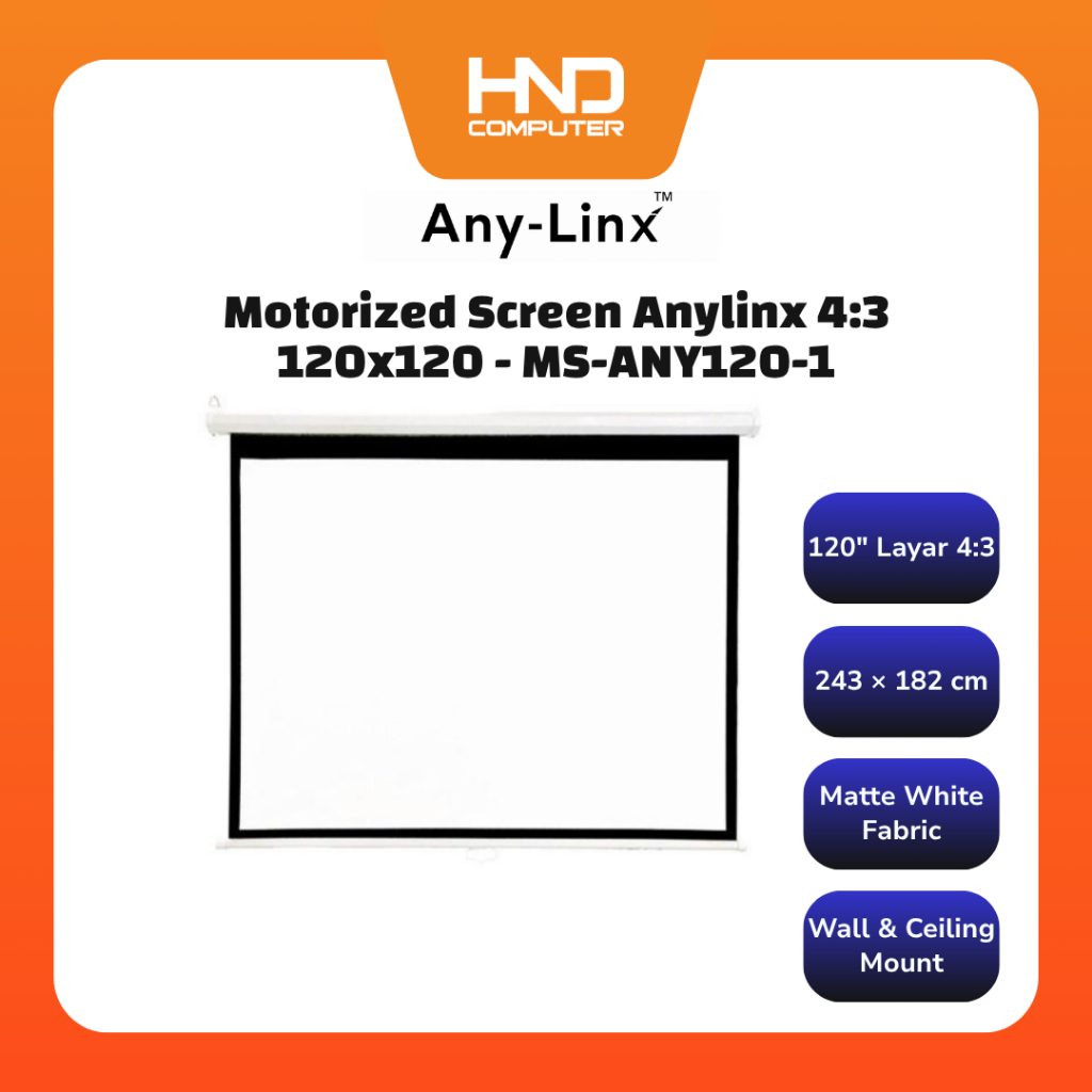 Screen Projector Motorized Layar Proyektor 120 Inch