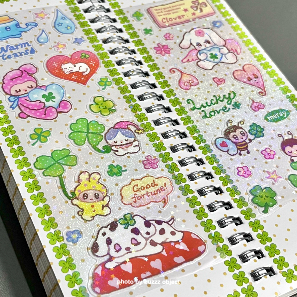 [niobium] Good Fortune Holo Sticker || Cute Aesthetic Clover Style Deco Stiker Journaling Scrapbook 