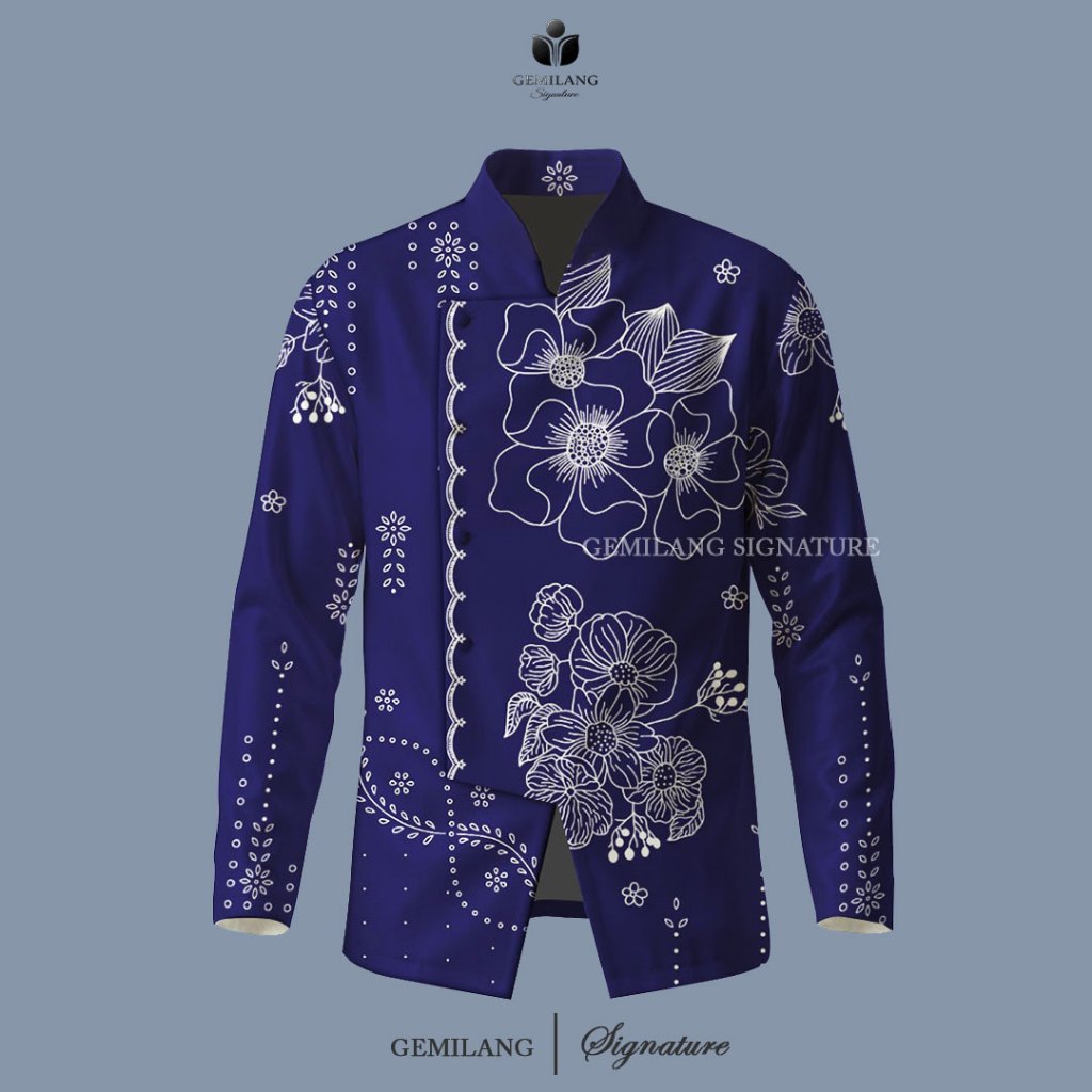 Gemilang Signature - Hanjana Navy Beskap Batik / Kemeja Pria / Beskap PriaSeries / Beskap Modern Pre