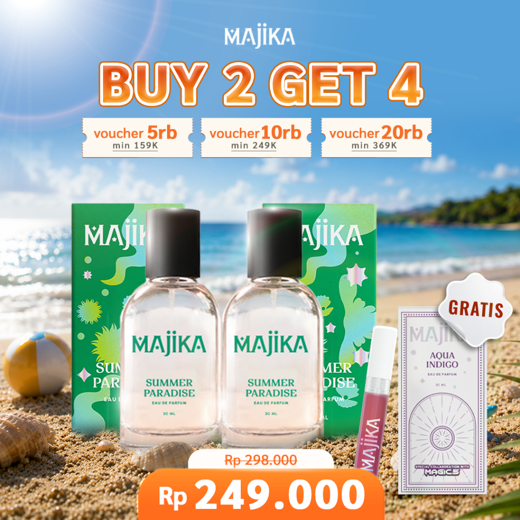 MAJIKA 2pcs Summer Paradise Eau de Parfum | 30 ML | Parfum Unisex Tahan lama