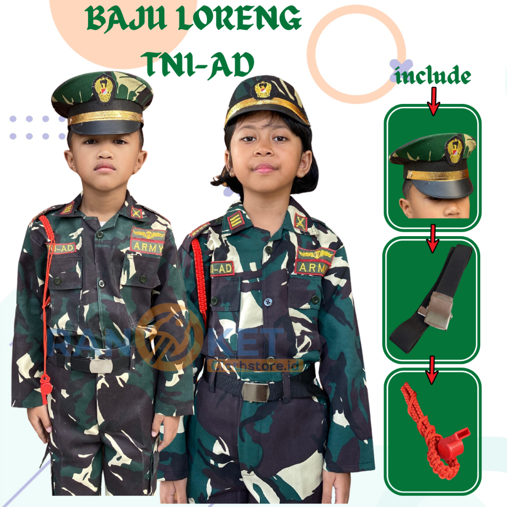 Seragam Loreng TNI-AD Anak I Baju Seragam PDL TNI-AD Anak | Baju Profesi TNI-AD Anak | Seragam Karna