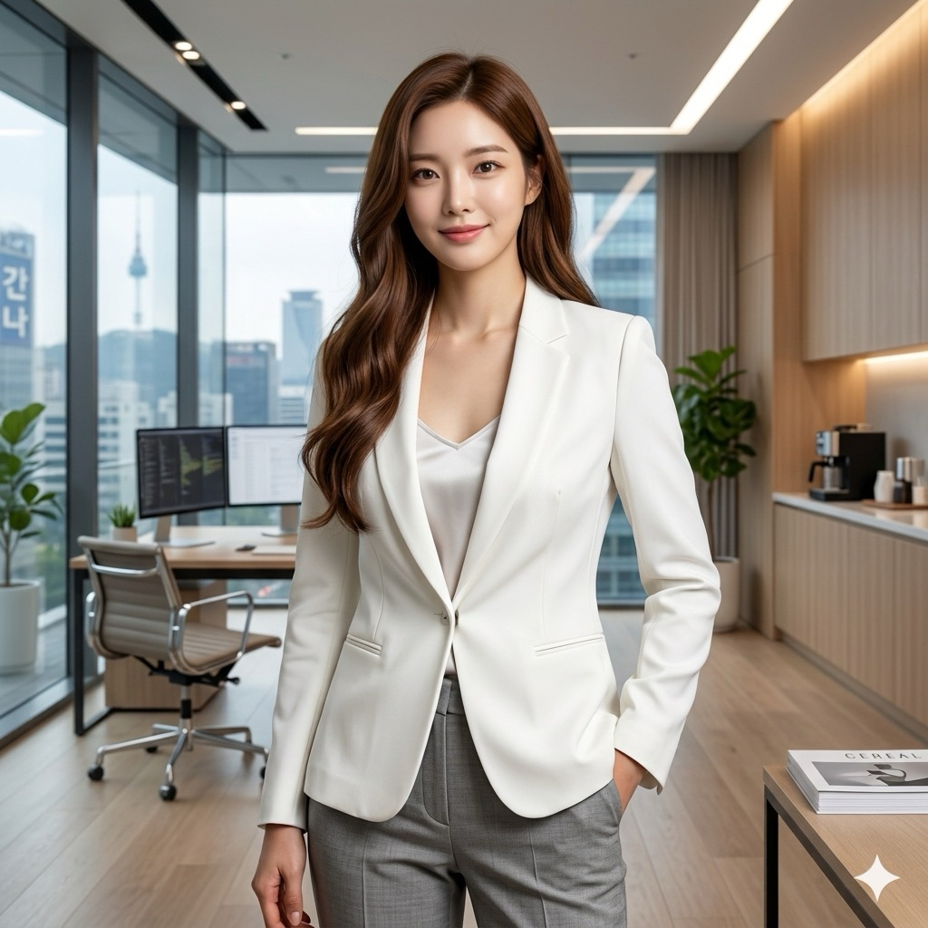BL0005 Blazer Putih Gading Brand HM Ld 86 model pengait Outfit Kantor Casual Elegan
