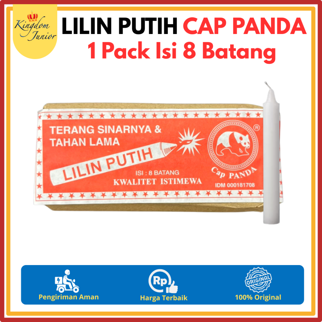Lilin Putih Cap Panda 1 Pack Isi 8 Batang