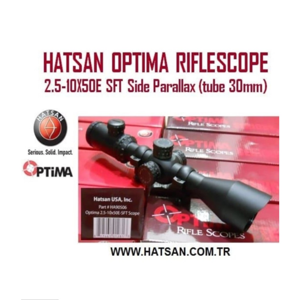 HATSAN Optima Scope 2.5-10x50E SFT Side Parallax Tele Mil-Dot Reticle