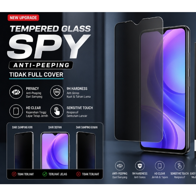 Tempered Glass Spy Privacy Anti Intip OPPO F1 F1F F1FW F1S F5 F7 F9 F11 F15 F17 F19 F31 Pro 2020 Tid